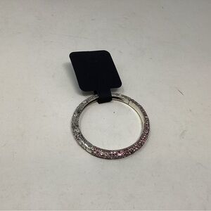 Silver and Pink Rhinestone Bangle
